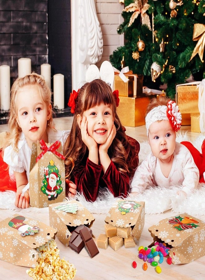 BBPOOL 12pcs Christmas Kraft Treat Bags Goody Bag 6 Designs Christmas Goodie Bags for Party Supplies Small Gift Packing - Image 5